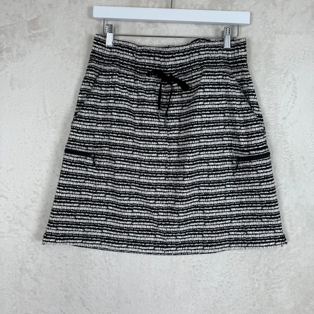 NWT Talbots Women Small Black White Dash Print Active Skort Drawstring Pockets